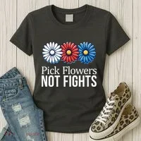 Pick Flowers Not Fights Women's T-Shirt thumb 3
