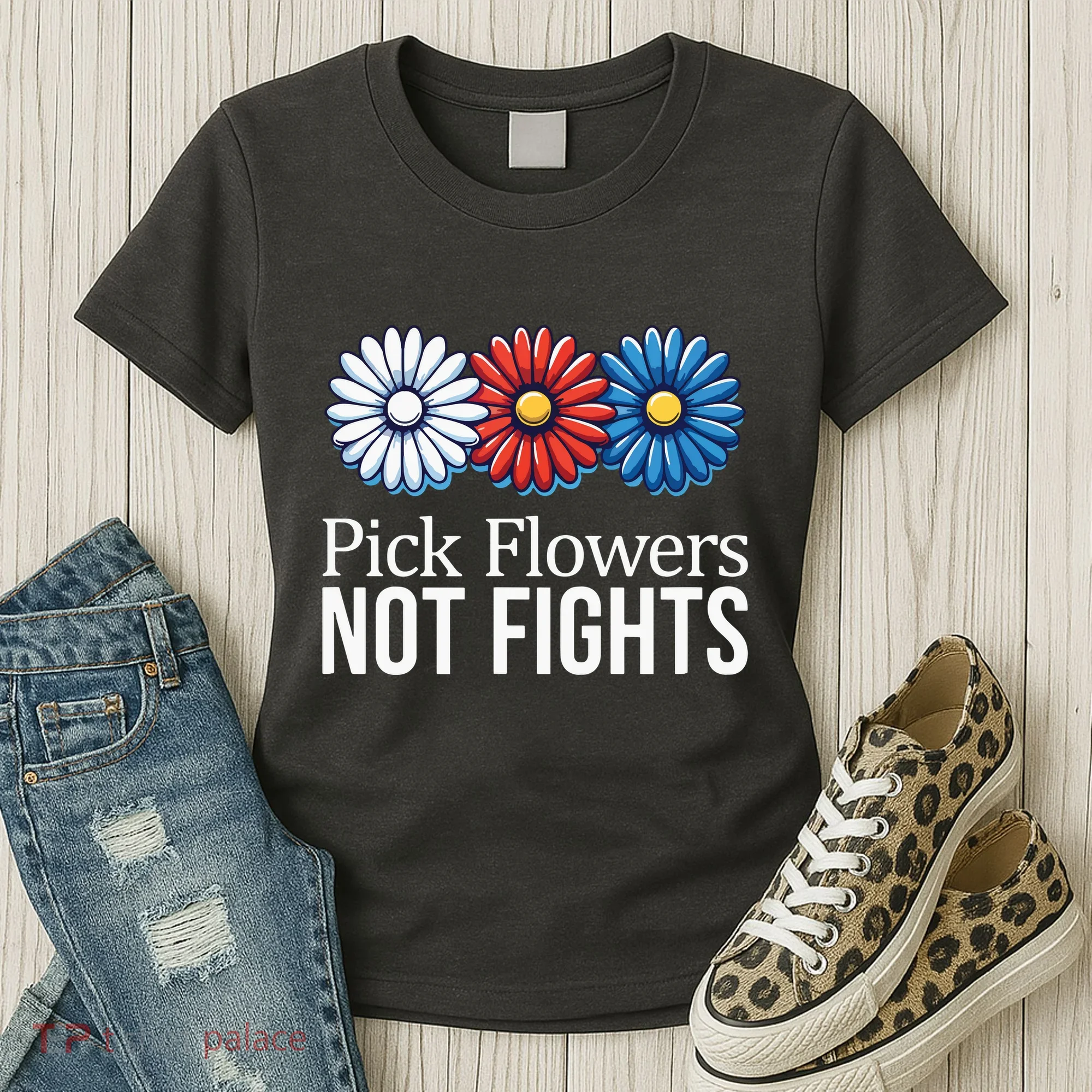 Pick Flowers Not Fights Women's T-Shirt