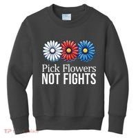 Pick Flowers Not Fights Kids Sweatshirt thumb 0