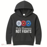 Pick Flowers Not Fights Kids Hoodie thumb 0
