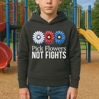 Pick Flowers Not Fights Kids Hoodie thumb 2