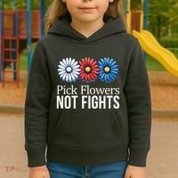 Pick Flowers Not Fights Kids Hoodie thumb 3