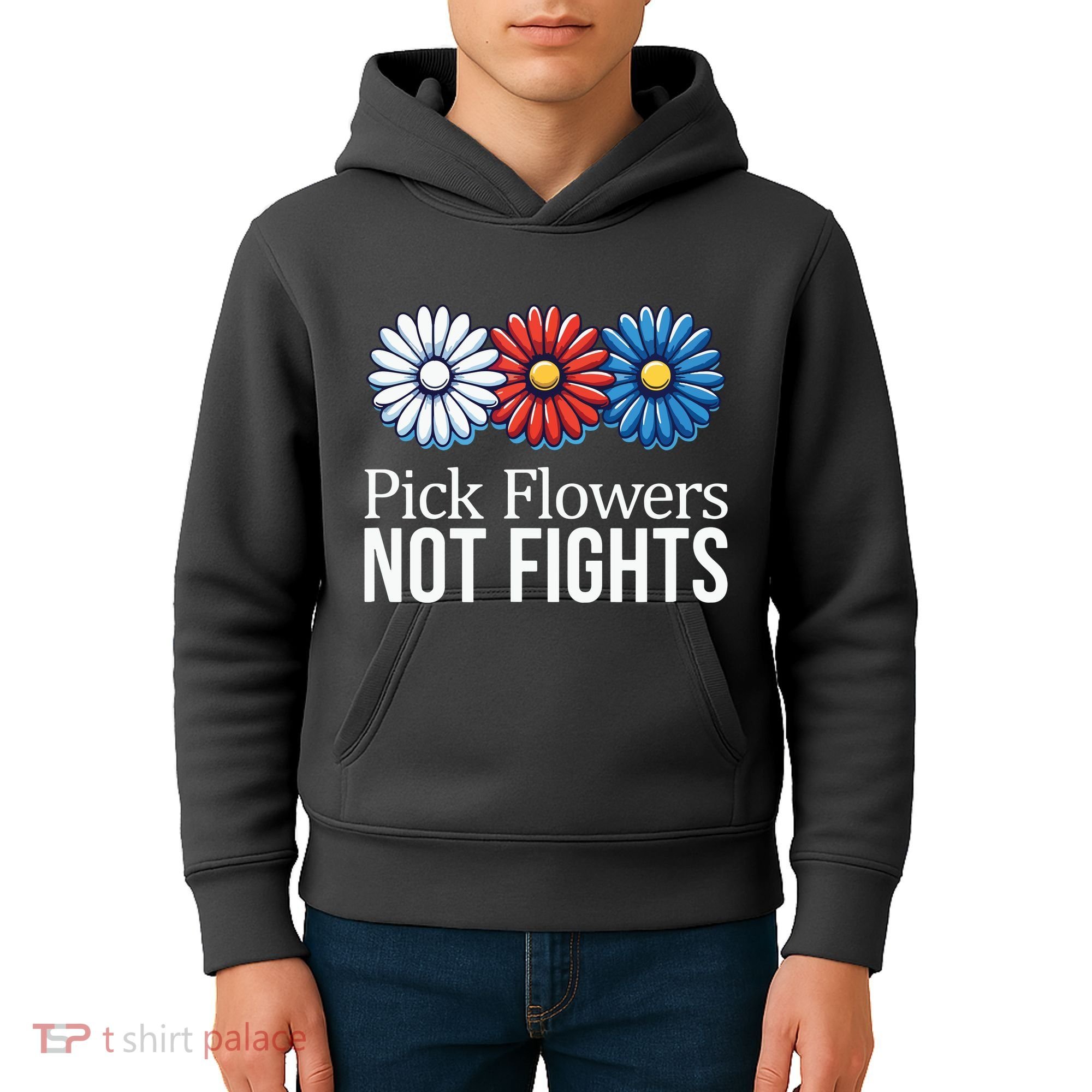 Pick Flowers Not Fights Kids Hoodie