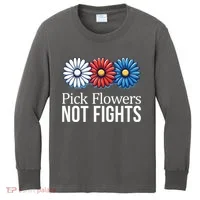 Pick Flowers Not Fights Kids Long Sleeve Shirt thumb 0
