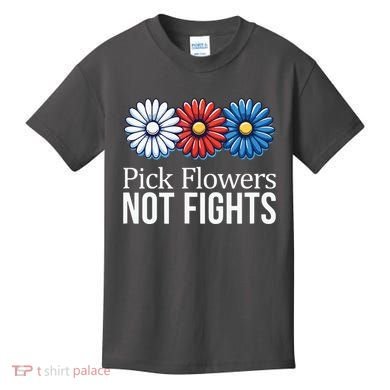 Pick Flowers Not Fights Kids T-Shirt