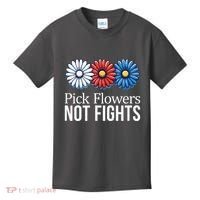 Pick Flowers Not Fights Kids T-Shirt thumb 0