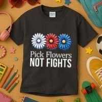 Pick Flowers Not Fights Kids T-Shirt thumb 3