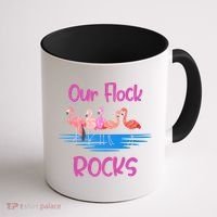 Pink Flamingo Our Flock Rocks Family Group Vacation Gift Coffee Mug thumb 1