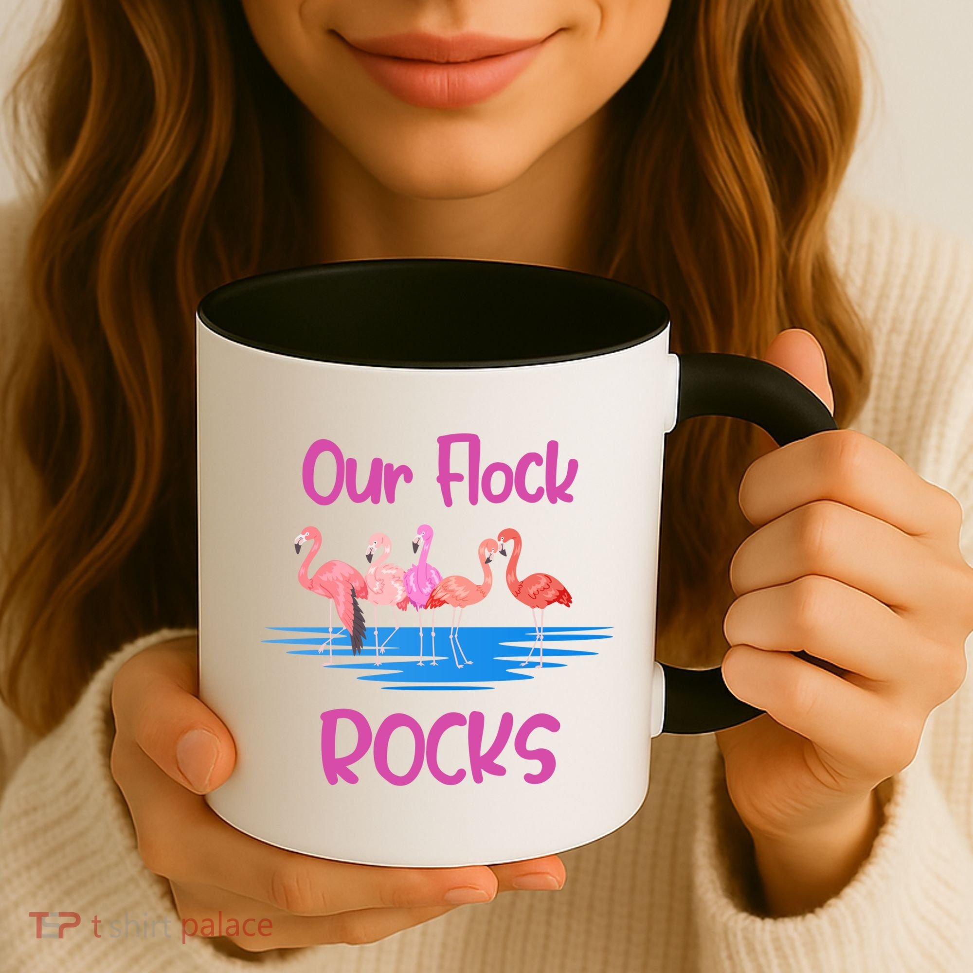 Pink Flamingo Our Flock Rocks Family Group Vacation Gift Coffee Mug