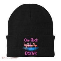 Pink Flamingo Our Flock Rocks Family Group Vacation Gift Beanie thumb 0