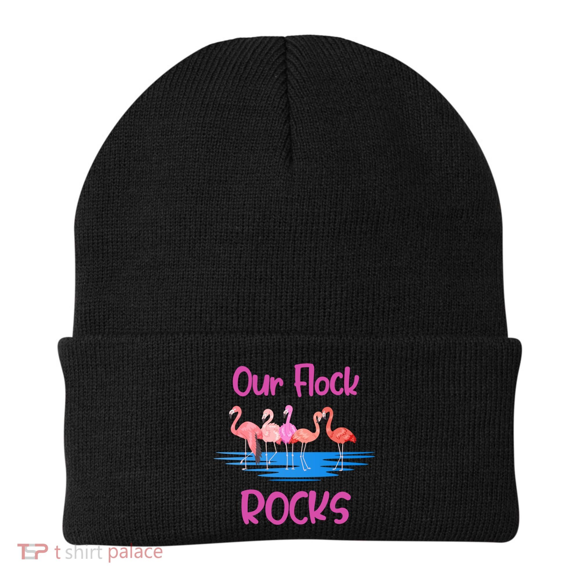 Pink Flamingo Our Flock Rocks Family Group Vacation Gift Beanie
