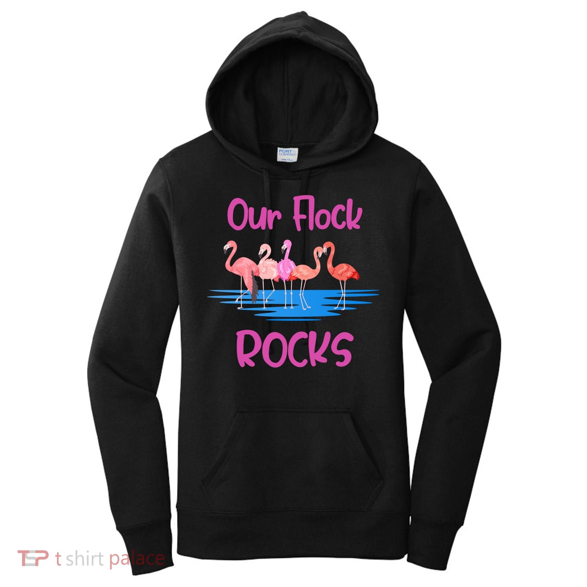 Pink Flamingo Our Flock Rocks Family Group Vacation Gift Women's Hoodie