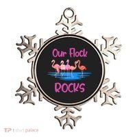 Pink Flamingo Our Flock Rocks Family Group Vacation Gift Ornament thumb 0