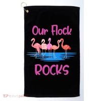 Pink Flamingo Our Flock Rocks Family Group Vacation Gift Golf Towel thumb 0