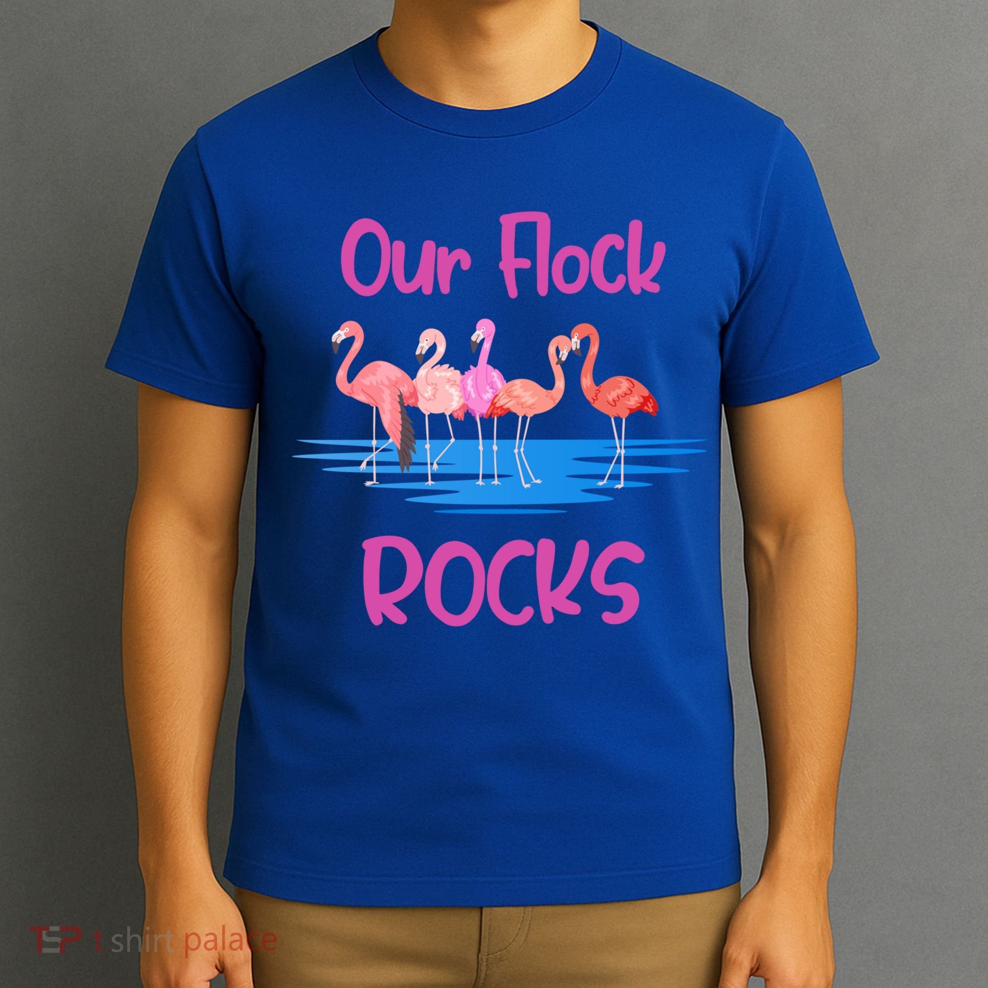 Pink Flamingo Our Flock Rocks Family Group Vacation Gift T-Shirt