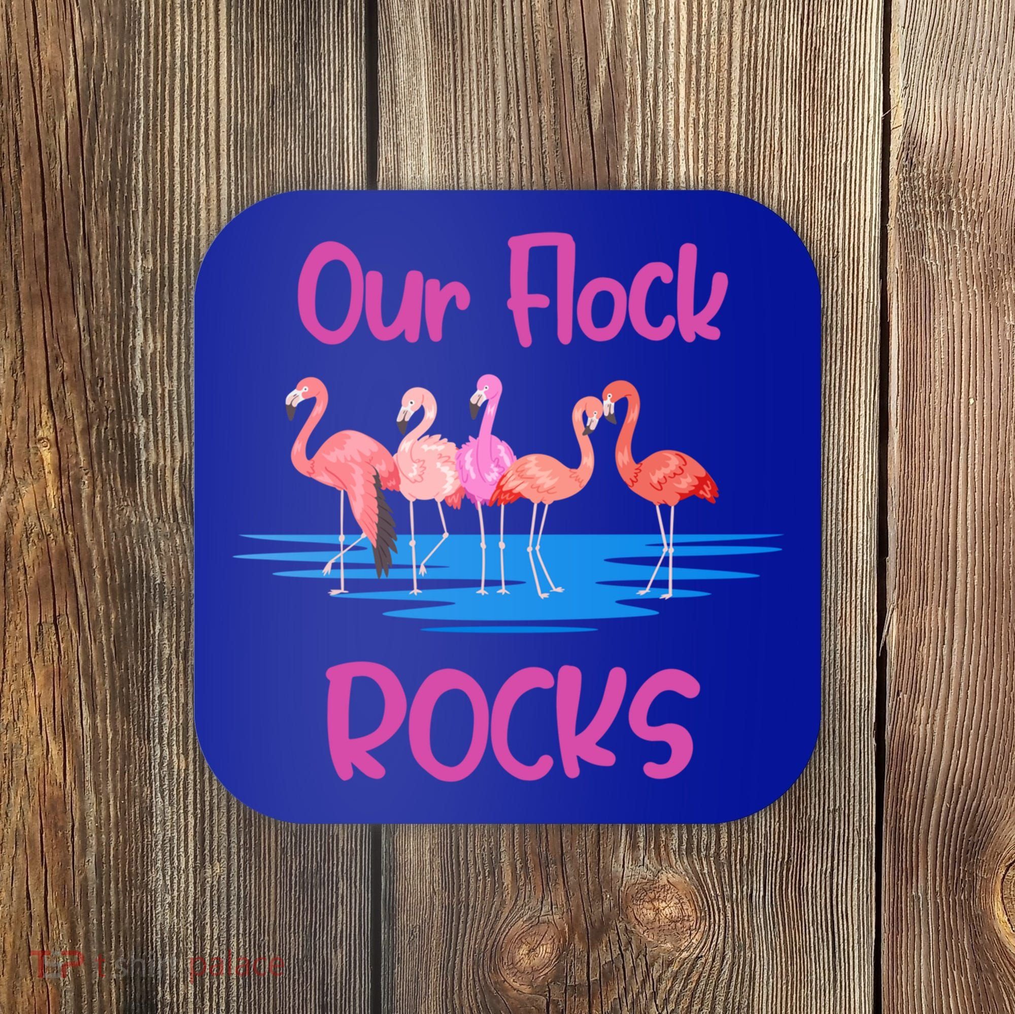 Pink Flamingo Our Flock Rocks Family Group Vacation Gift Coaster