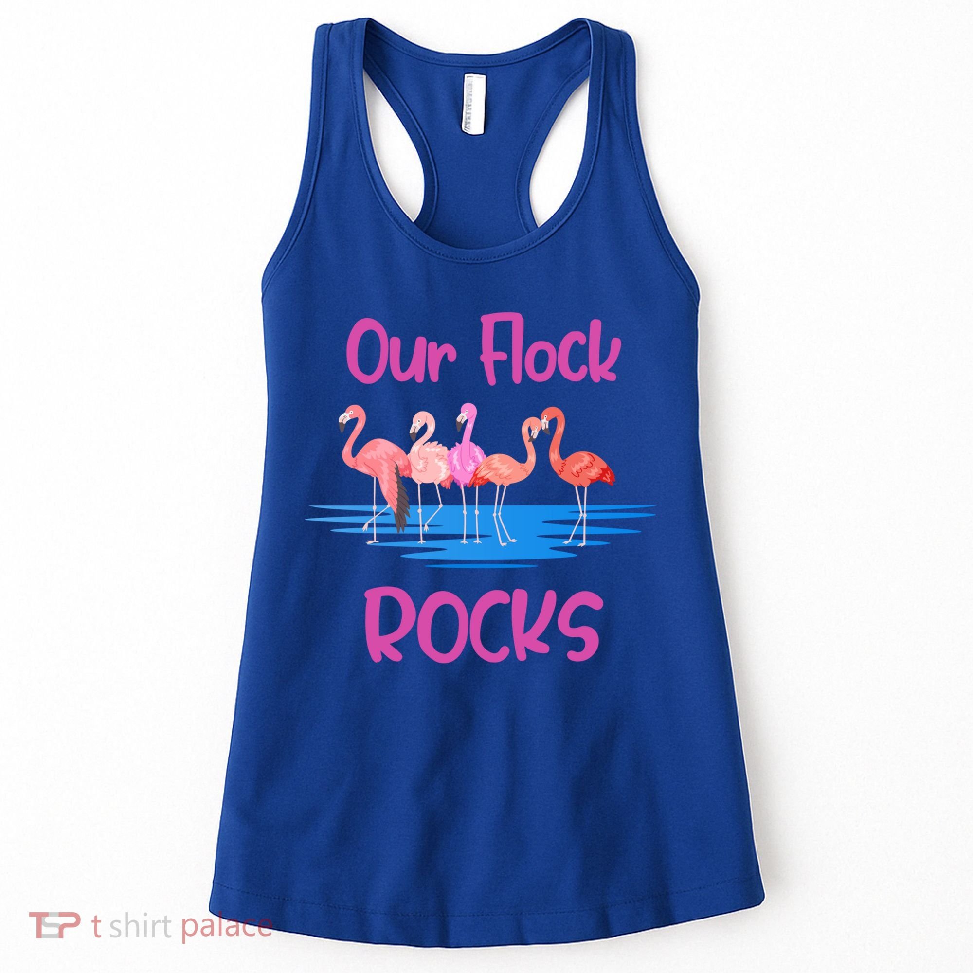 Pink Flamingo Our Flock Rocks Family Group Vacation Gift Women's Tank Top