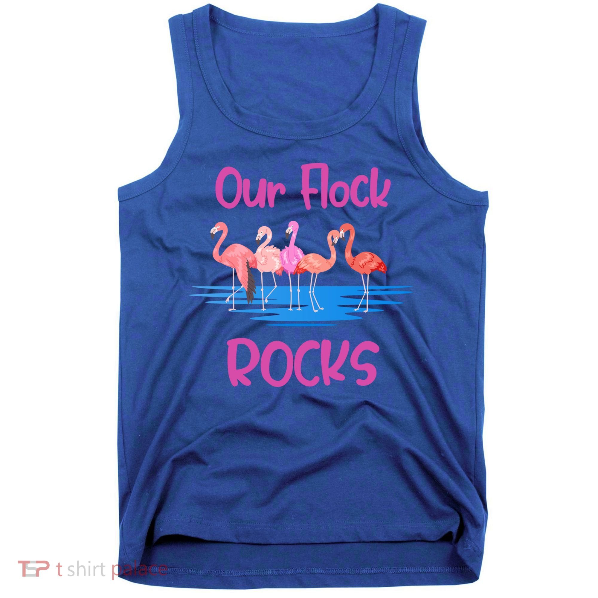 Pink Flamingo Our Flock Rocks Family Group Vacation Gift Tank Top