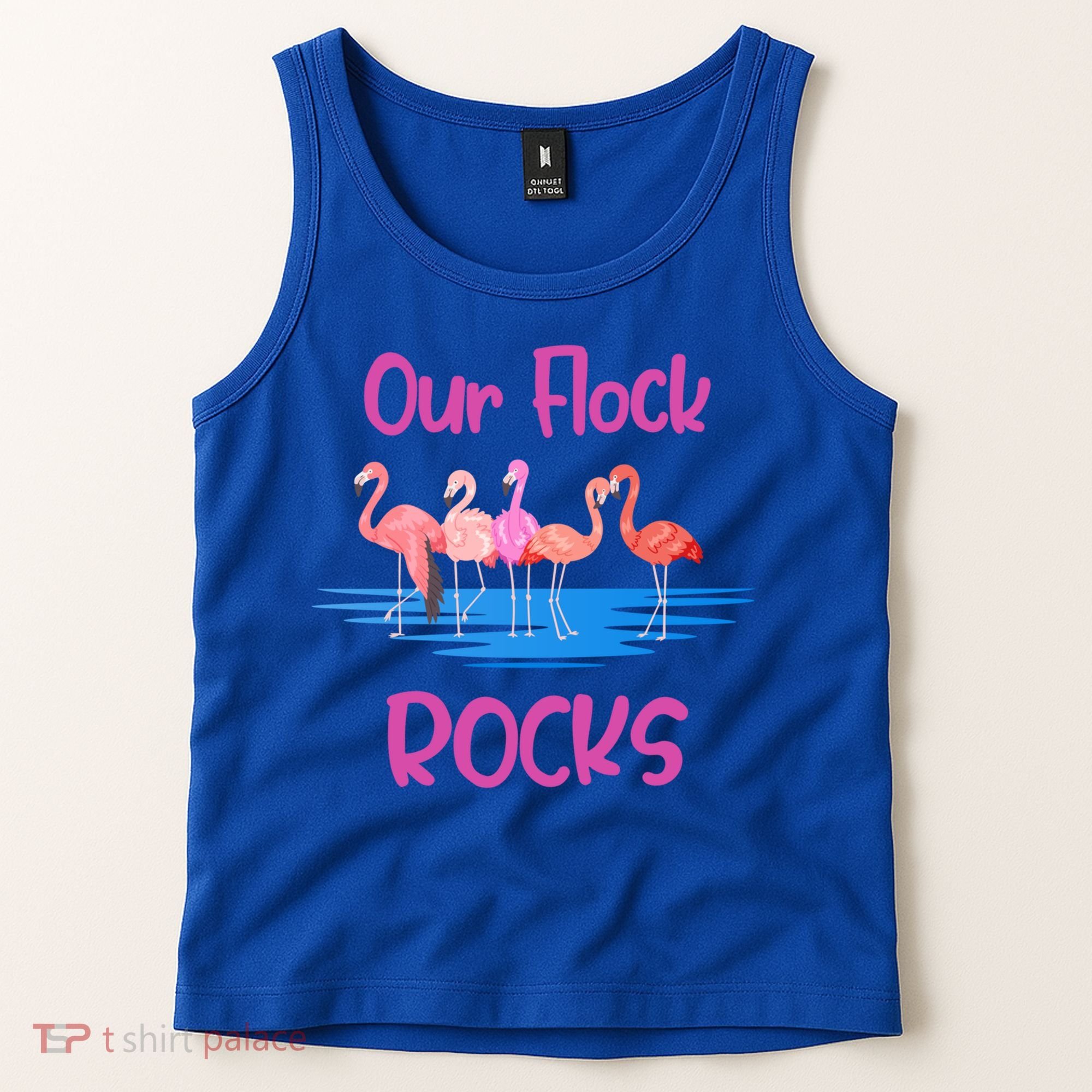 Pink Flamingo Our Flock Rocks Family Group Vacation Gift Tank Top