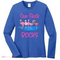 Pink Flamingo Our Flock Rocks Family Group Vacation Gift Women's Long Sleeve Shirt thumb 0