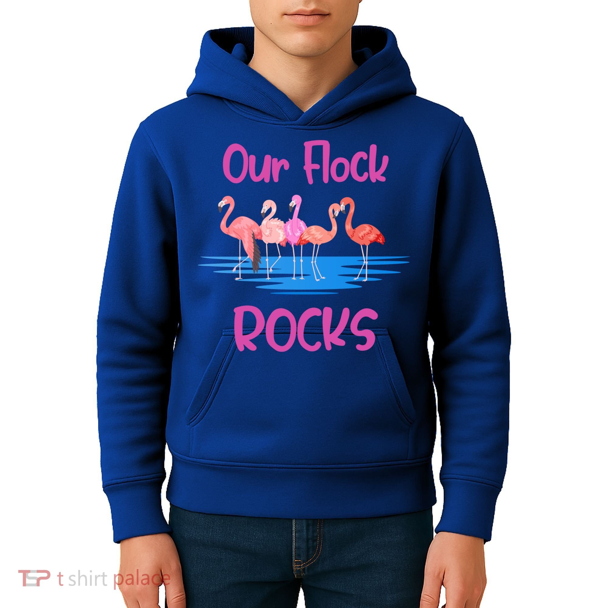 Pink Flamingo Our Flock Rocks Family Group Vacation Gift Kids Hoodie