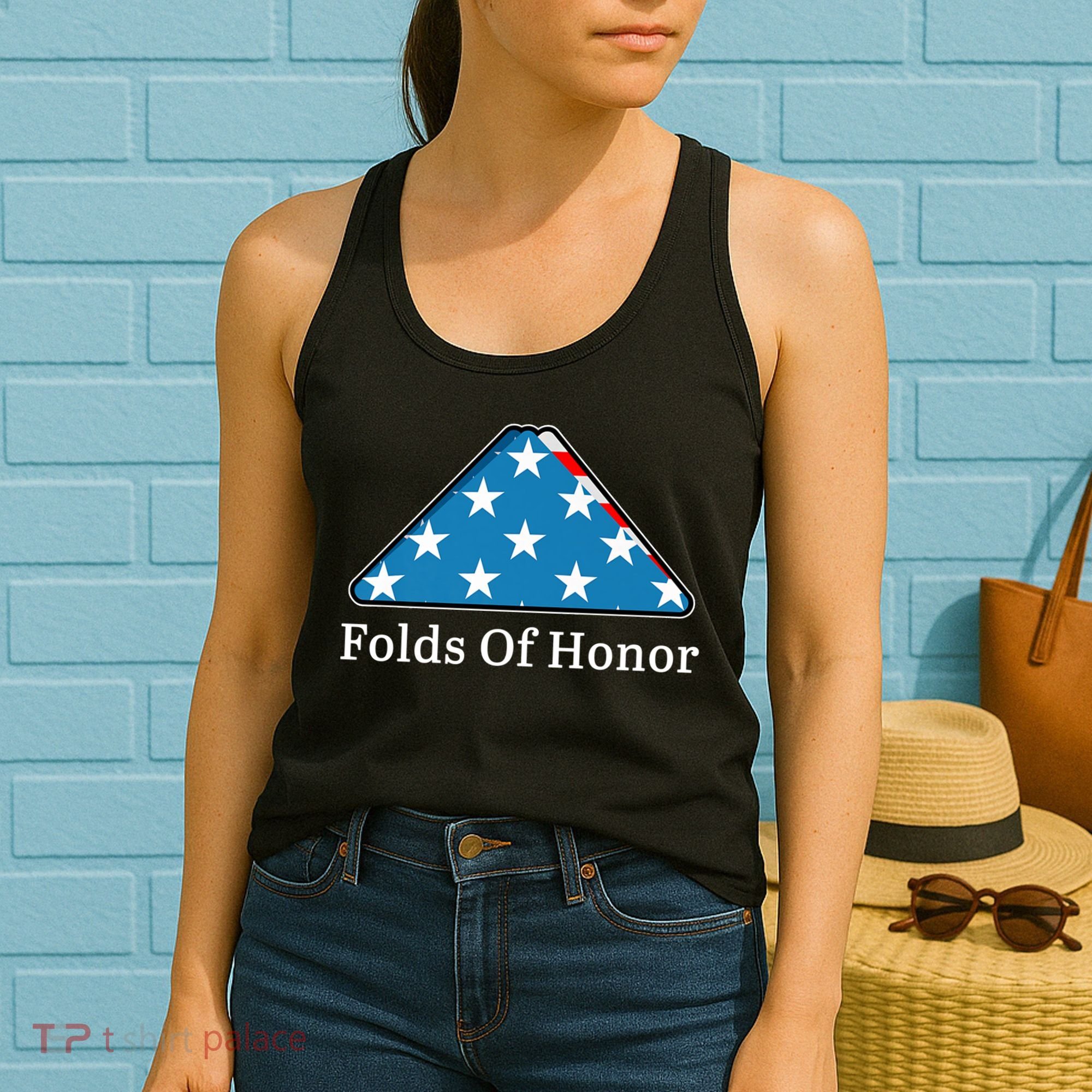 Patriotic Folds Of Honor Fallen Military First Responders Women's Tank Top