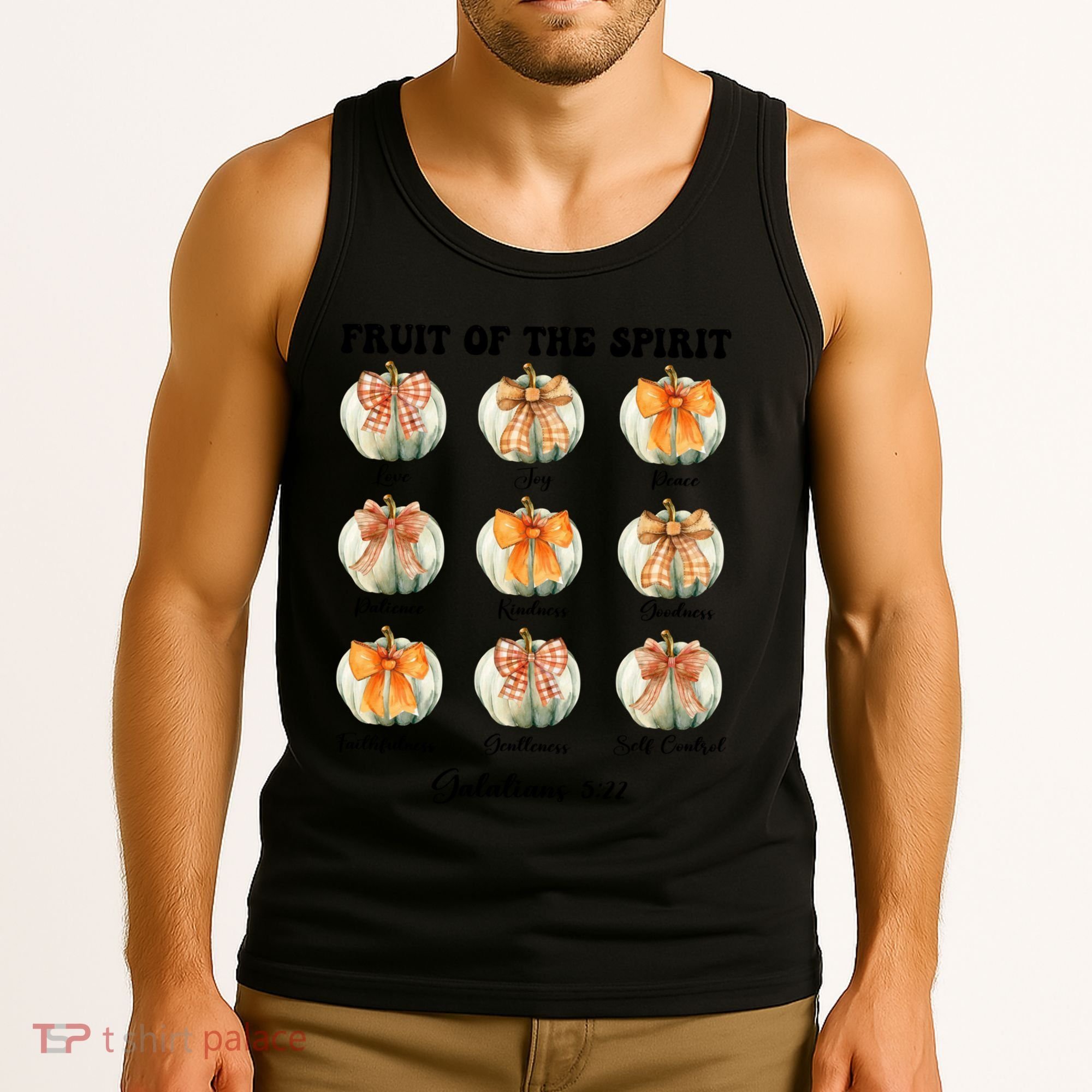 Pumpkin Fruit Of The Spirit Fall Halloween Bible Verse Tank Top