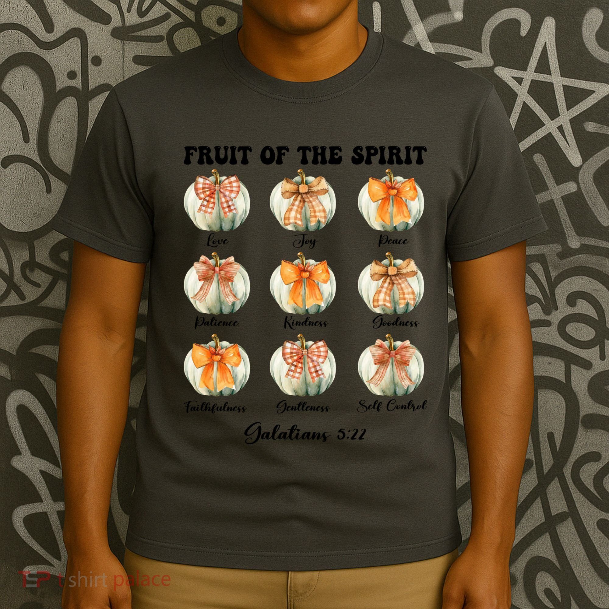 Pumpkin Fruit Of The Spirit Fall Halloween Bible Verse T-Shirt