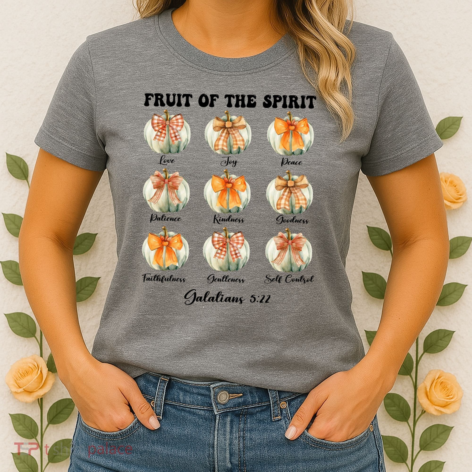Pumpkin Fruit Of The Spirit Fall Halloween Bible Verse Women's T-Shirt