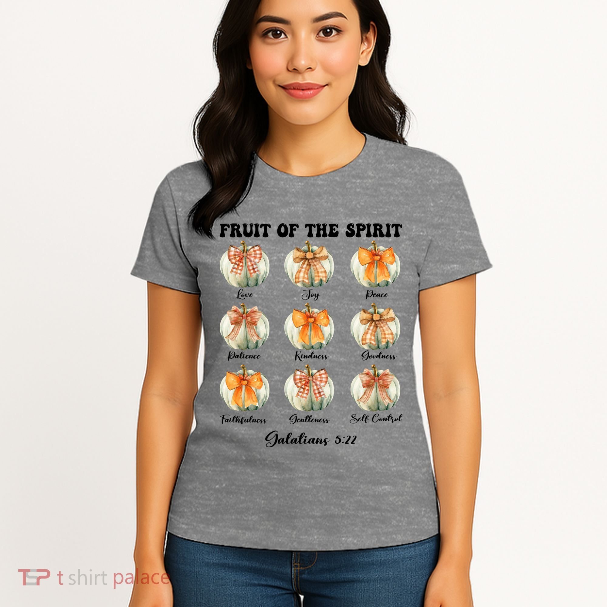Pumpkin Fruit Of The Spirit Fall Halloween Bible Verse Women's T-Shirt