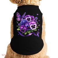 Purple Floral Pansies Butterfly Ribbon Alzheimer's Awareness Doggie Tank thumb 0