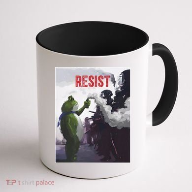 Portland Frog Protest Resist Abolish Ice Coffee Mug back
