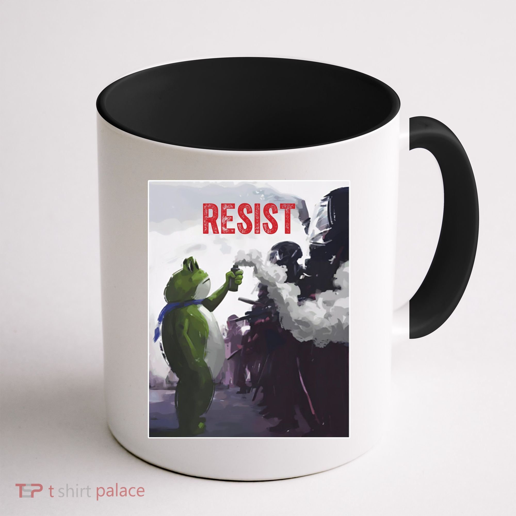 Portland Frog Protest Resist Abolish Ice Coffee Mug