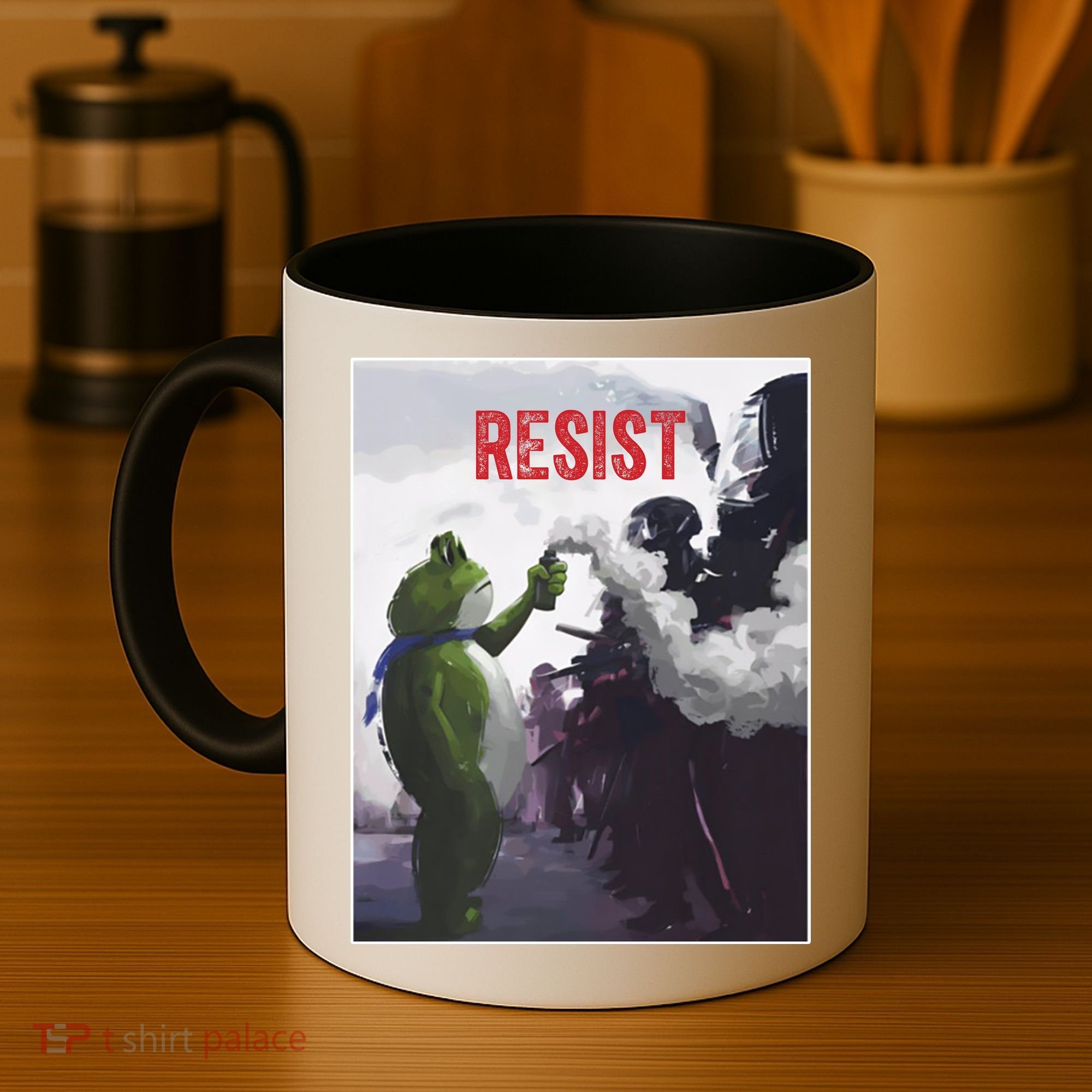 Portland Frog Protest Resist Abolish Ice Coffee Mug