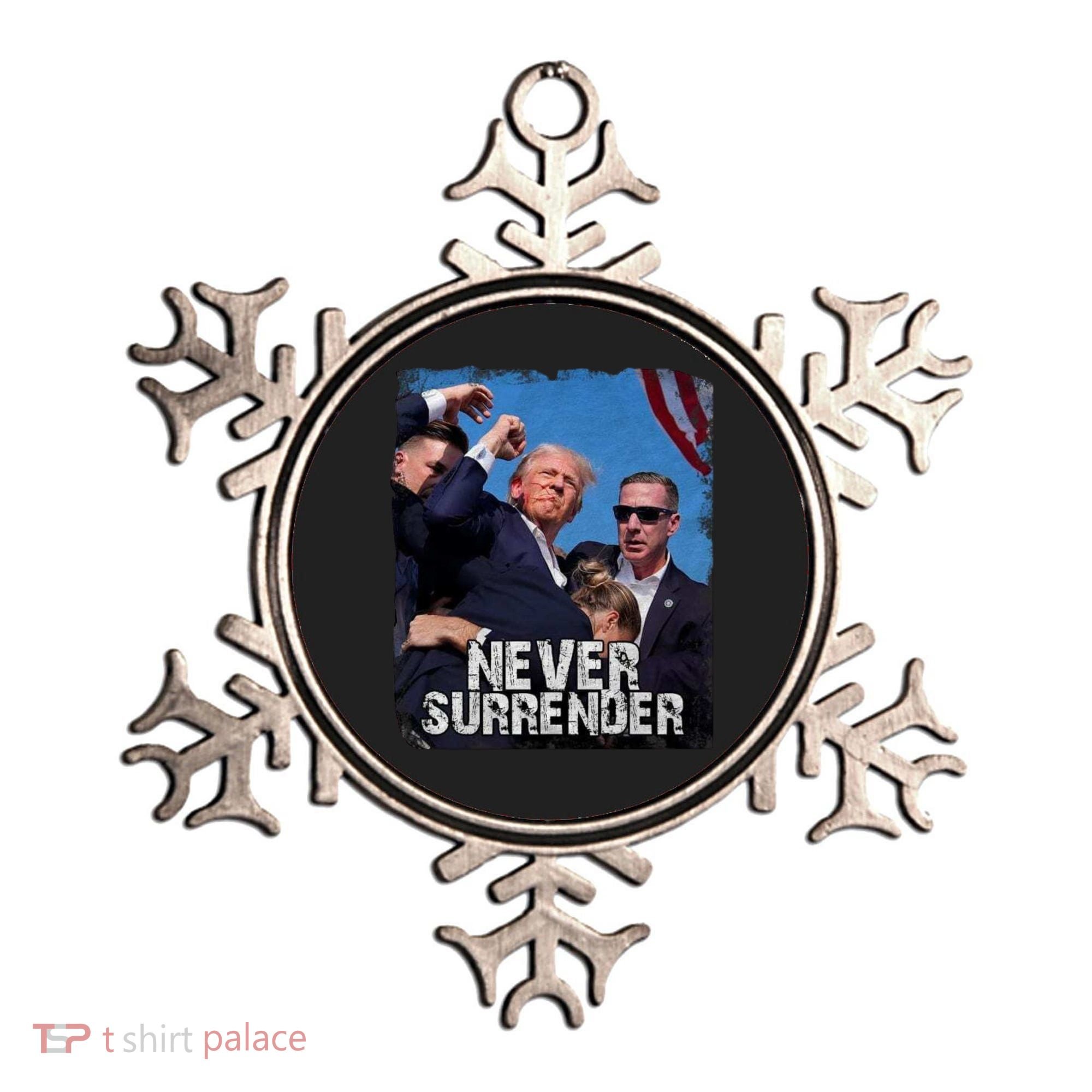 Pray For President Trump Never Surrender Ornament
