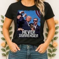 Pray For President Trump Never Surrender Women's T-Shirt thumb 2