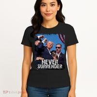 Pray For President Trump Never Surrender Women's T-Shirt thumb 4