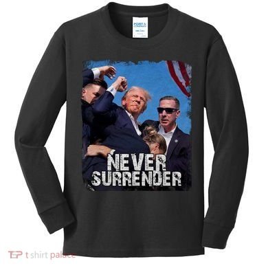 Pray For President Trump Never Surrender Kids Long Sleeve Shirt