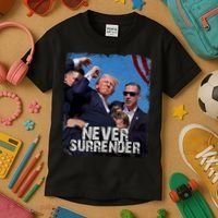 Pray For President Trump Never Surrender Kids T-Shirt thumb 3