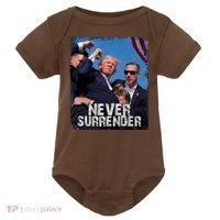 Pray For President Trump Never Surrender Baby Bodysuit thumb 0