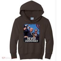 Pray For President Trump Never Surrender Kids Hoodie thumb 0