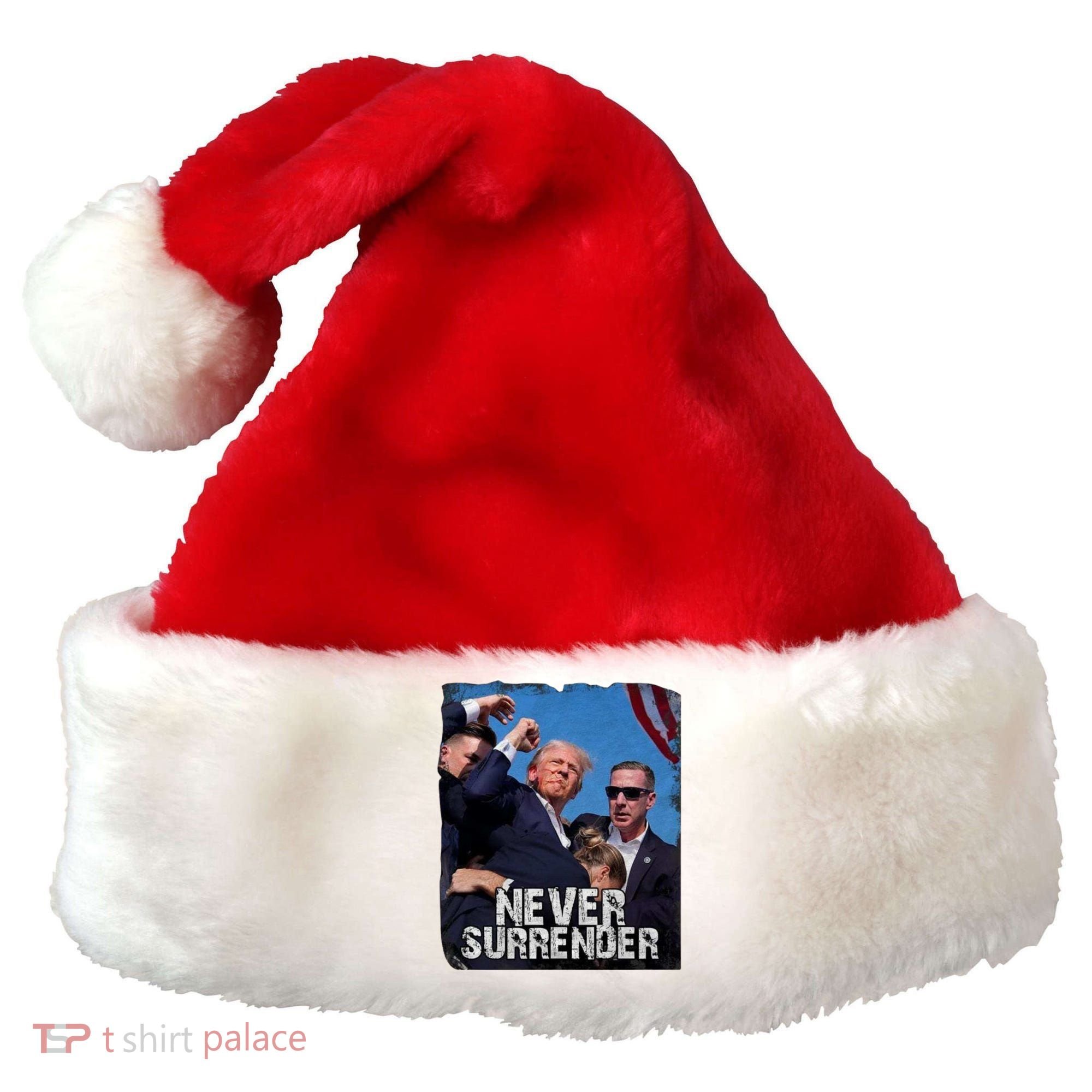 Pray For President Trump Never Surrender Santa Hat