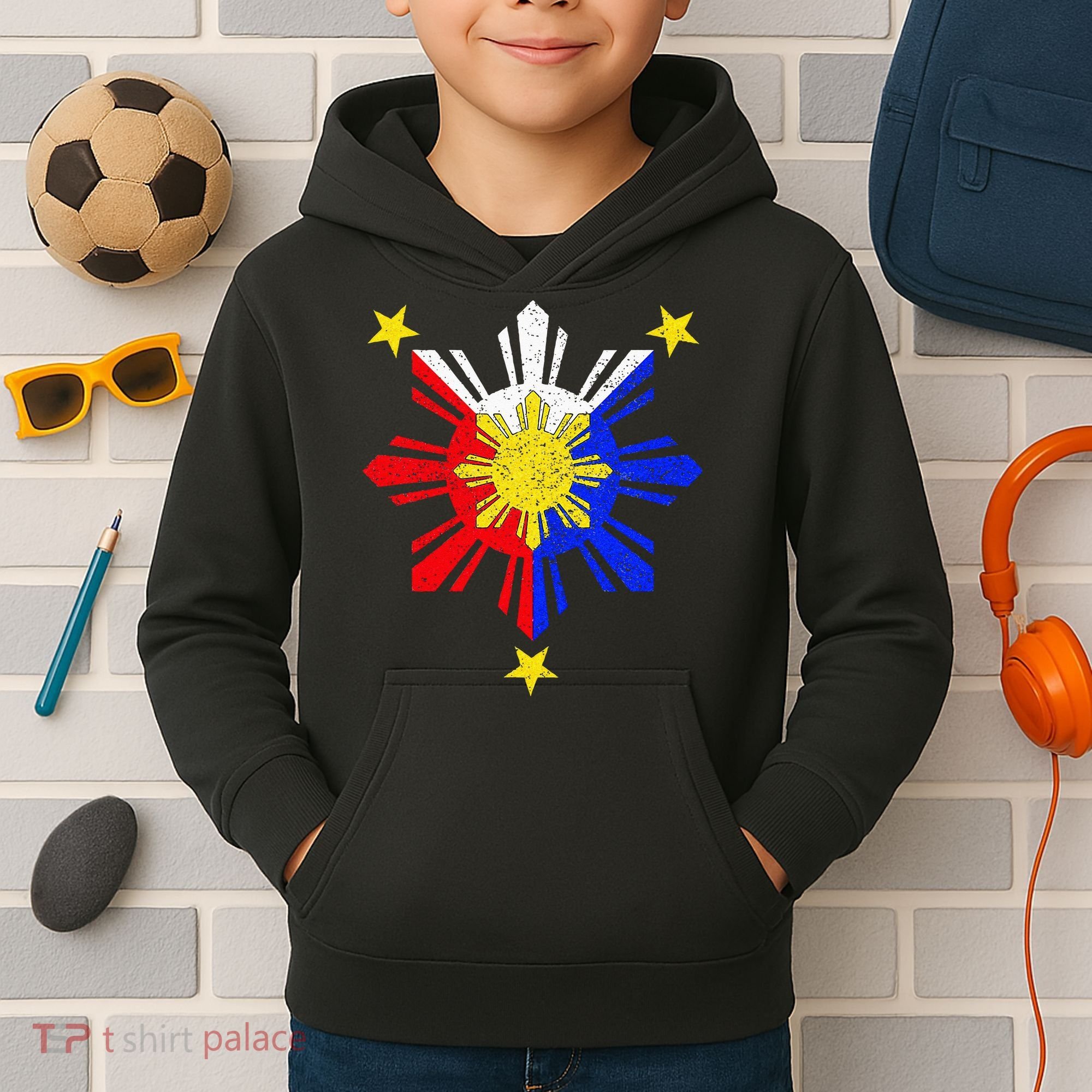 Pinoy Filipino Philippine Flag Sun Kids Hoodie