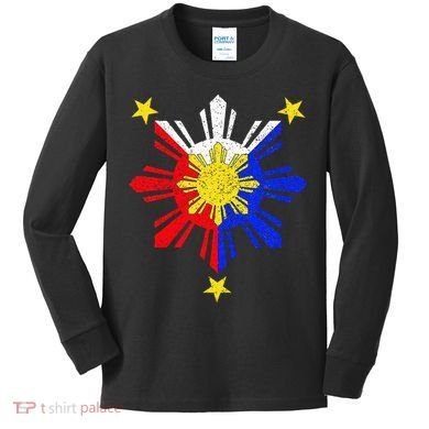 Pinoy Filipino Philippine Flag Sun Kids Long Sleeve Shirt