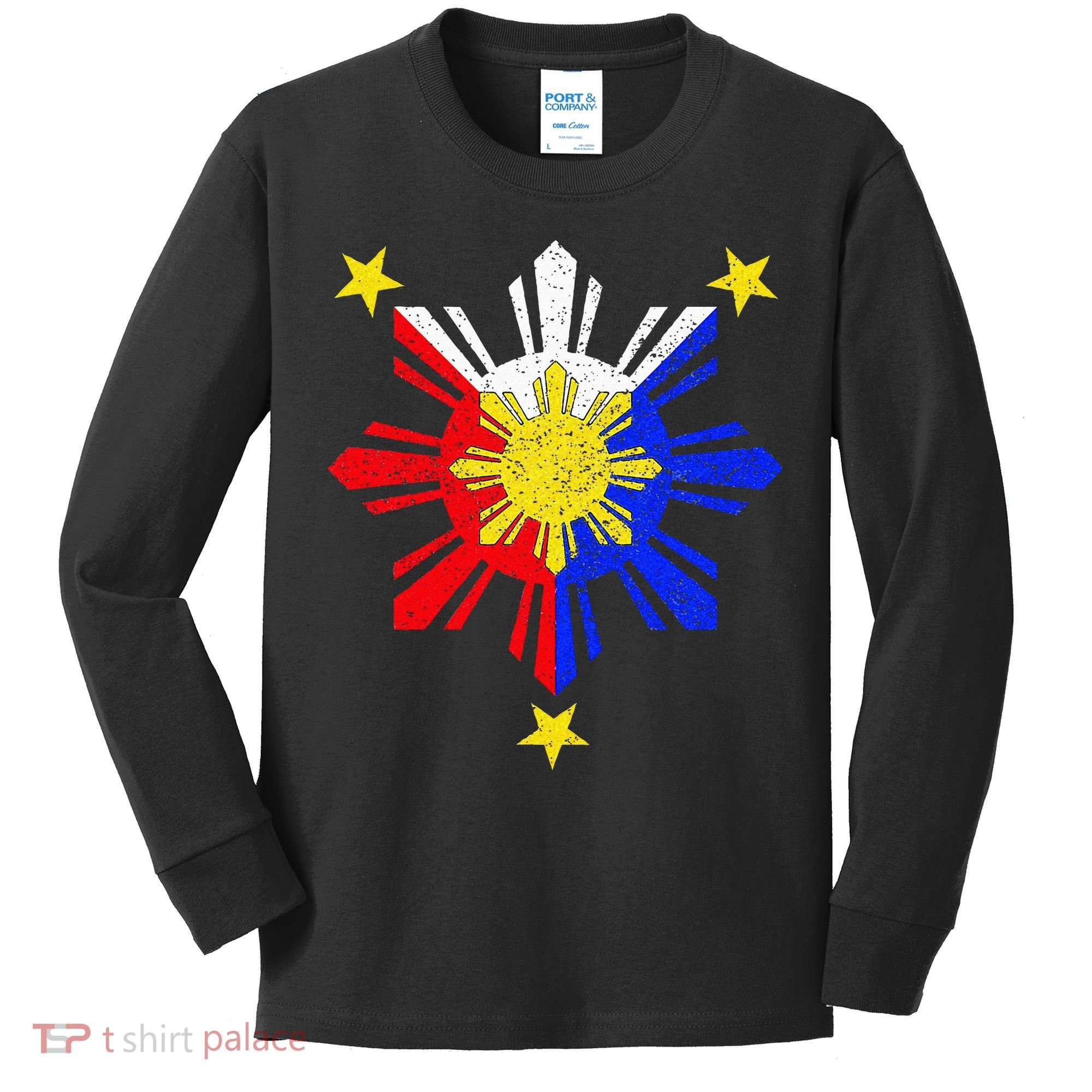 Pinoy Filipino Philippine Flag Sun Kids Long Sleeve Shirt