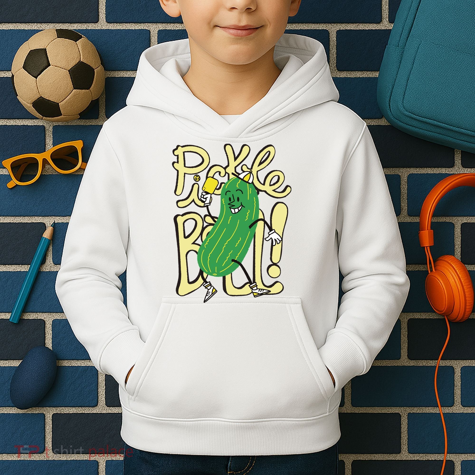 Pickleball Funny Pickle Sport Kids Hoodie
