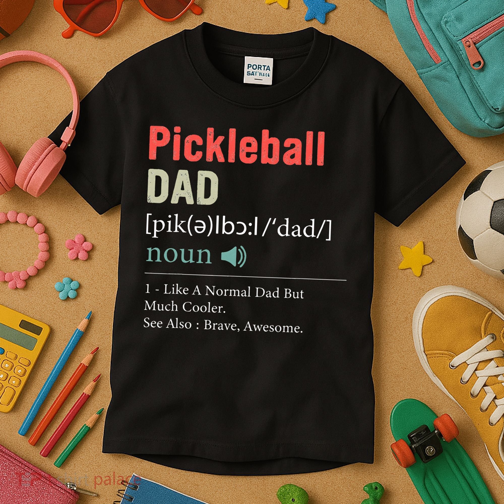 Pickleball Funny Pickleball Dad Definition Father's Day Kids T-Shirt