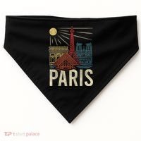 Paris France Paris Vacation Eiffel Tower Paris Souvenir USA-Made Doggie Bandana thumb 0