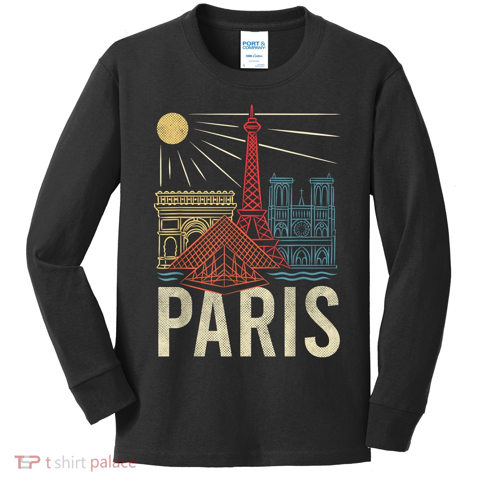 Paris France Paris Vacation Eiffel Tower Paris Souvenir Kids Long Sleeve Shirt