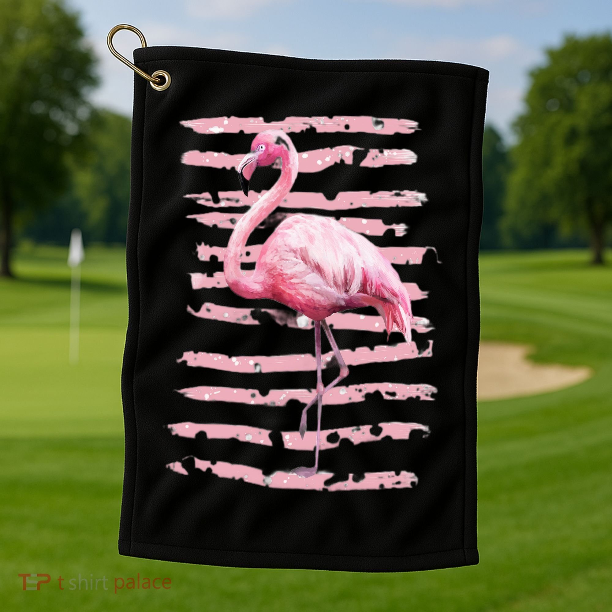 Pink Flamingo Golf Towel